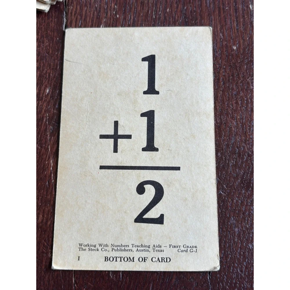 Vintage 1948 Steck Co Math Flash Cards Working With Numbers Teaching Aids‎ 1G1